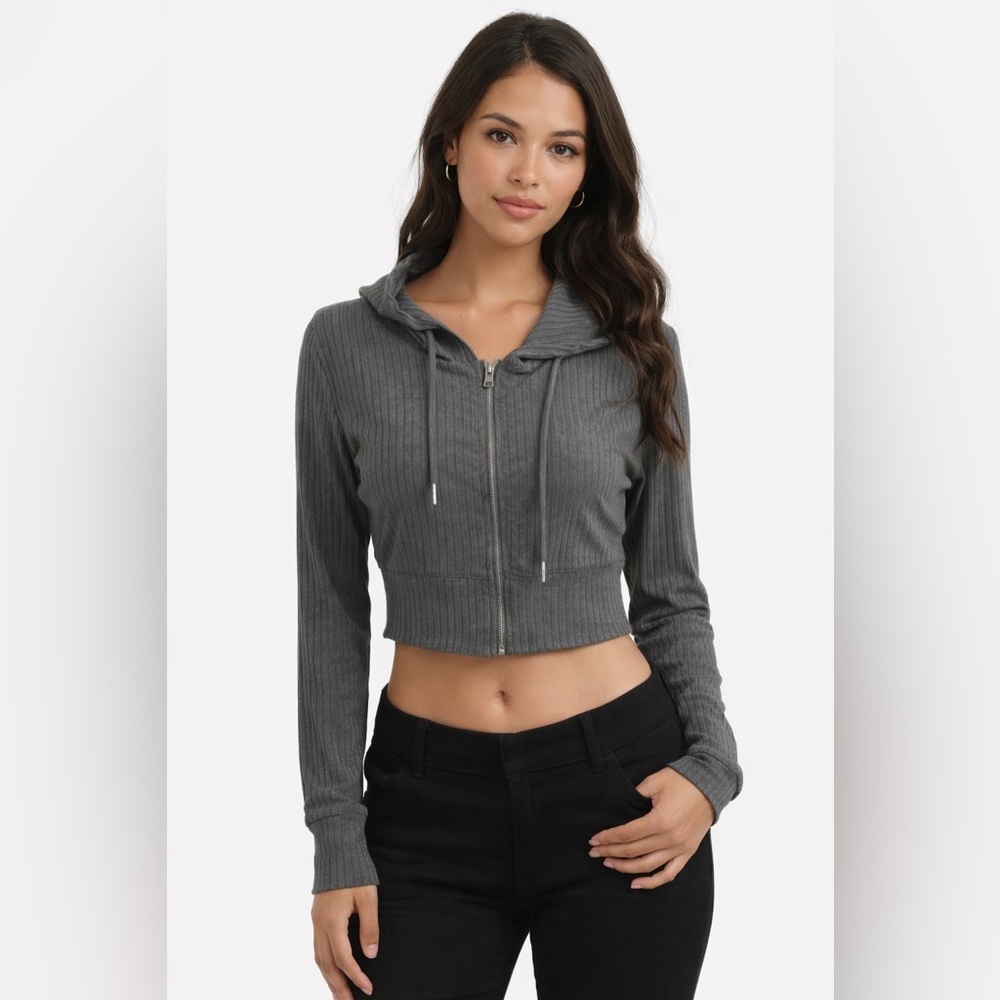 REVAMPED gray cropped hoodie